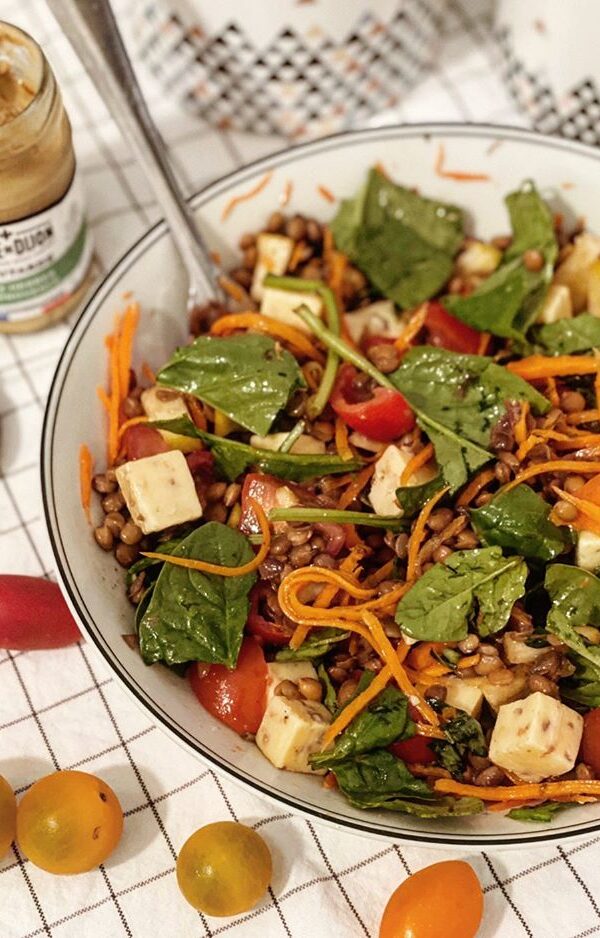 Lentil salad and mustard with Provence herbs